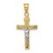 14K Two Tone Gold Diamond Cut Cross Crucifix Pendant Charm Jewelry 28 x 13 mm